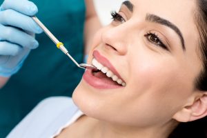 woman getting a dental checkup